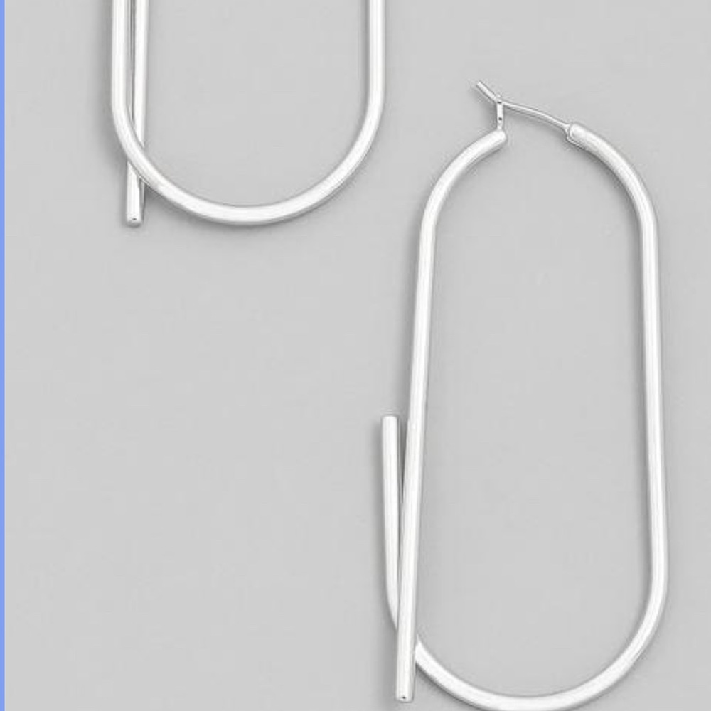 Liliana-Silver Oval Hoop Earrings